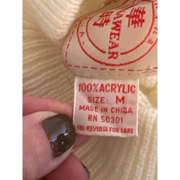 CHINAWEAR USA VTG Sweater M Cream Cottagecore Quite Luxury Embroidered Mock Neck - Picture 10 of 15